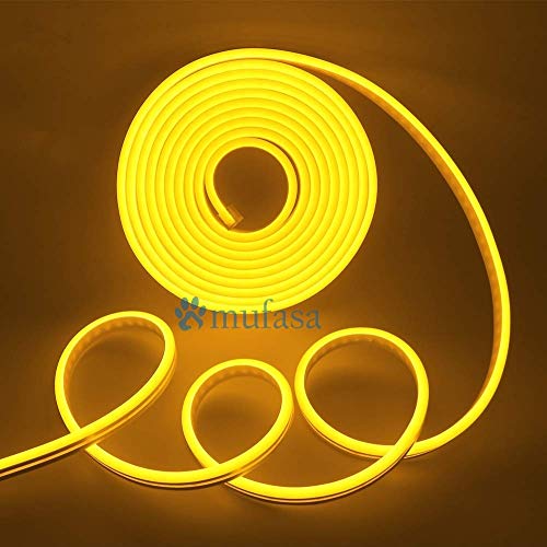 Mufasa LED Strip Lights, LED Neon Light Rope, Outdoor Flexible Light with DC 12V Adapter,16.4 Ft/5m 2835 600 LEDs Silicone Light for Home, Indoors, Outdoors Decor DIY (5 Meter) (Amber) - Image 1