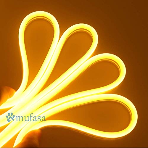 Mufasa LED Strip Lights, LED Neon Light Rope, Outdoor Flexible Light with DC 12V Adapter,16.4 Ft/5m 2835 600 LEDs Silicone Light for Home, Indoors, Outdoors Decor DIY (5 Meter) (Amber) - Image 2