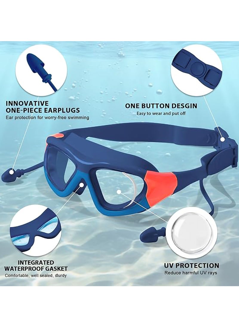 Relex Unisex kids Swim Goggles Anti-Fog Swimming Goggles for Age 6-12, No-Leak Pool Goggles for Boys Girls (Dark Blue) - Image 3