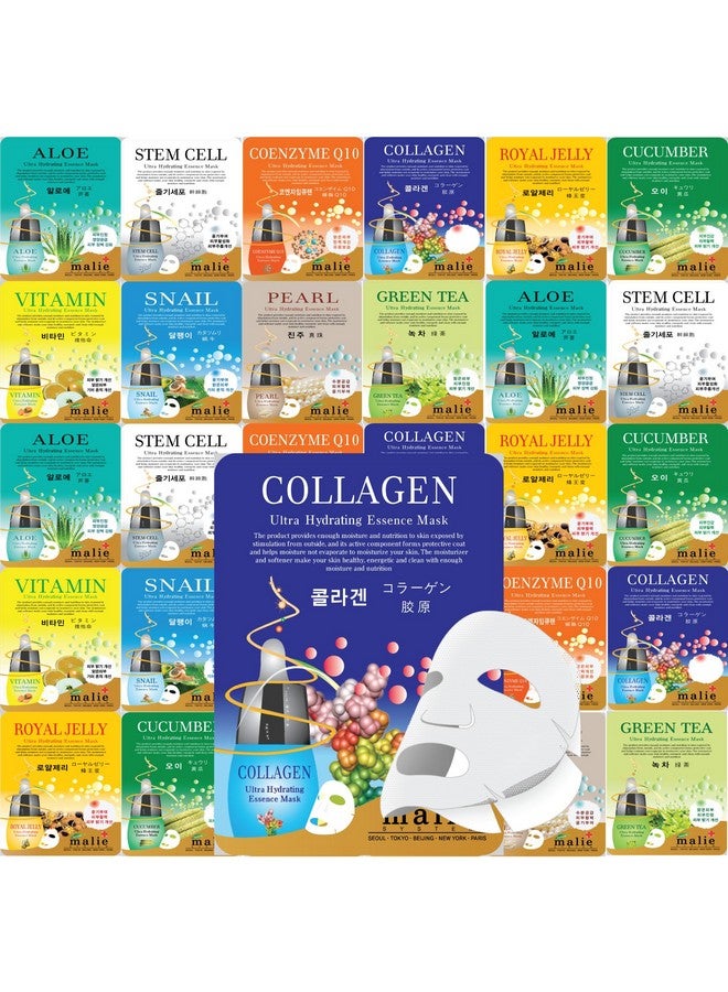 OBS LAB 30 Pcs Ultra Hydrating Essence Mask Korean Facial Mask Sheets (3 X 10 Types) Moisturizing Skincare Dermal Care - Image 1