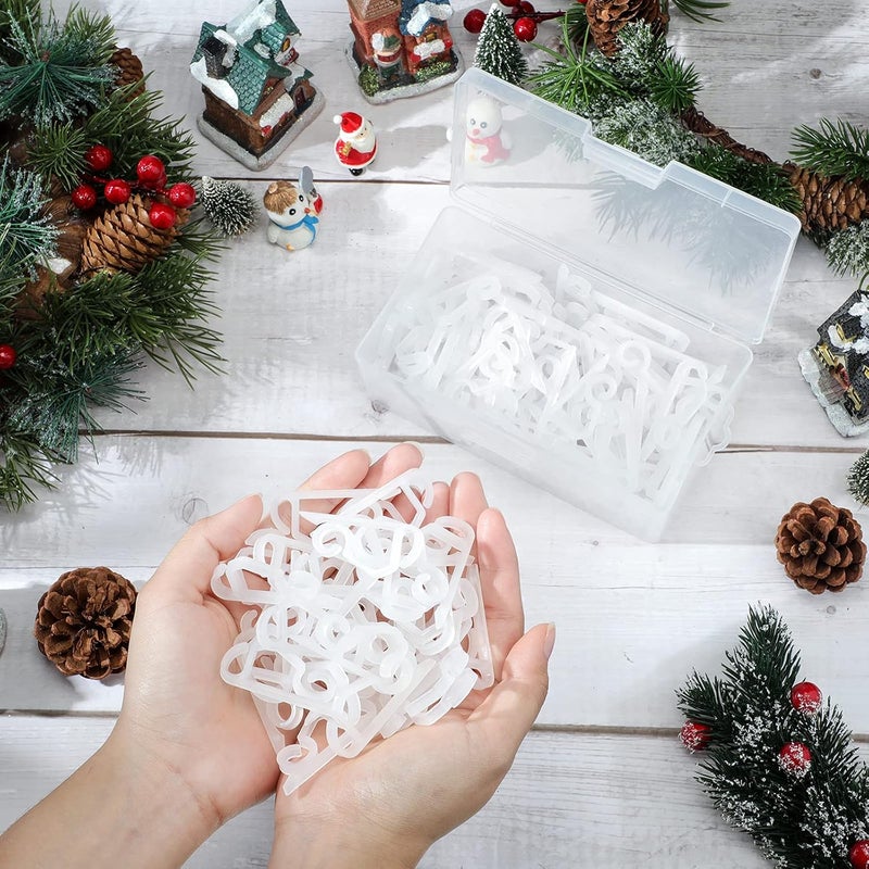 Marsui 120 Pieces Christmas Light Clips Outdoor Gutter Hooks Plastic Seasonal Weatherproof Clips Holiday Fence Hooks for Christmas Roof Tree Outside Hanging String Lights (White) - Image 4