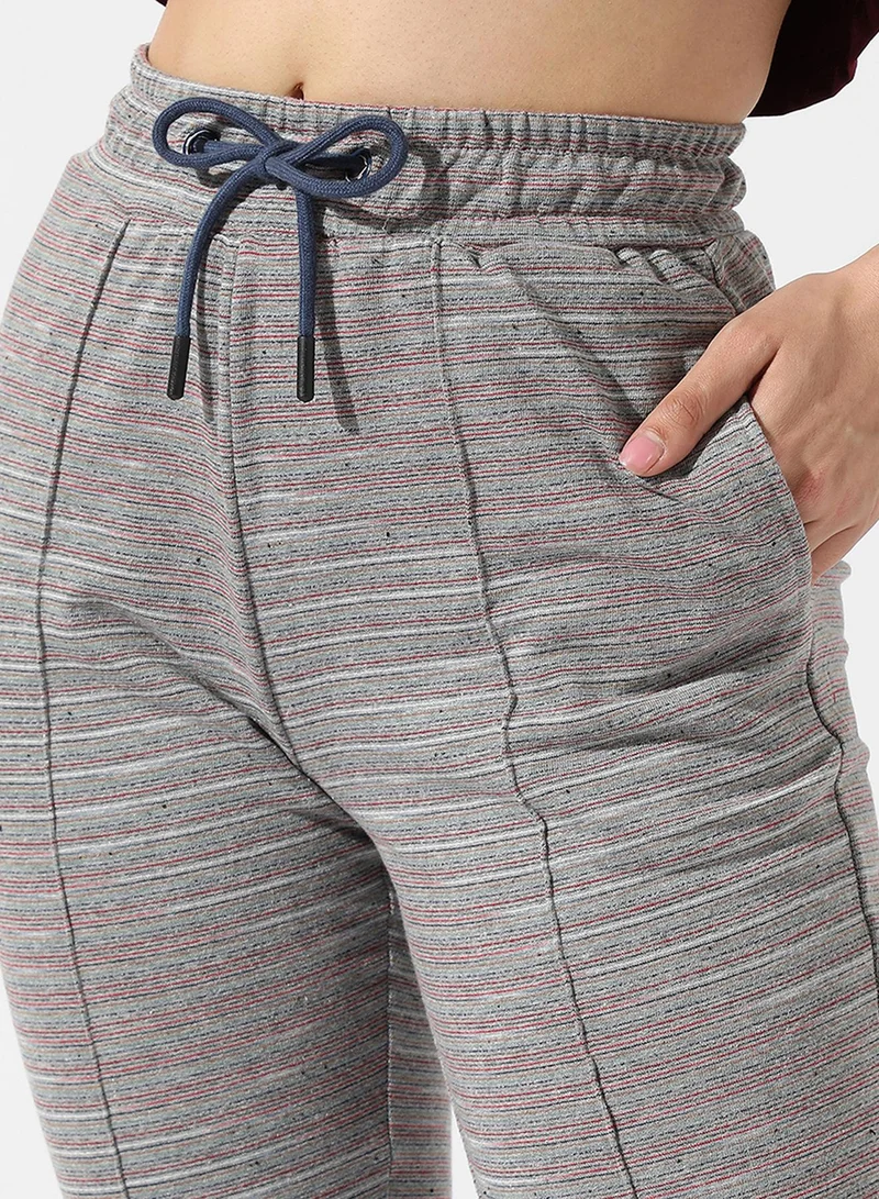PINACOLADA Women's Light Grey Striped Trackpants