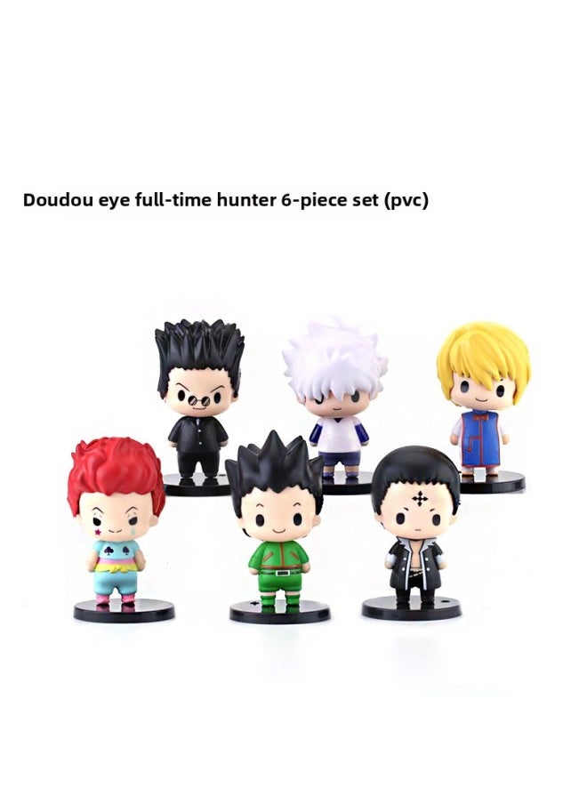 Hand-made Q Version Full-time Hunter Hand-made Anime Peripheral Little Jie Qi Xisuo Coola Pickup Truck Decoration Model Blind Box-Color:Doudou Eye Full-time Hunter 6-Piece Set (PVC)  - Image 2