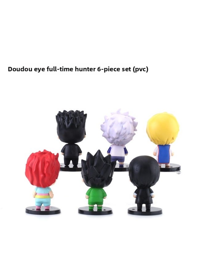 Hand-made Q Version Full-time Hunter Hand-made Anime Peripheral Little Jie Qi Xisuo Coola Pickup Truck Decoration Model Blind Box-Color:Doudou Eye Full-time Hunter 6-Piece Set (PVC)  - Image 3