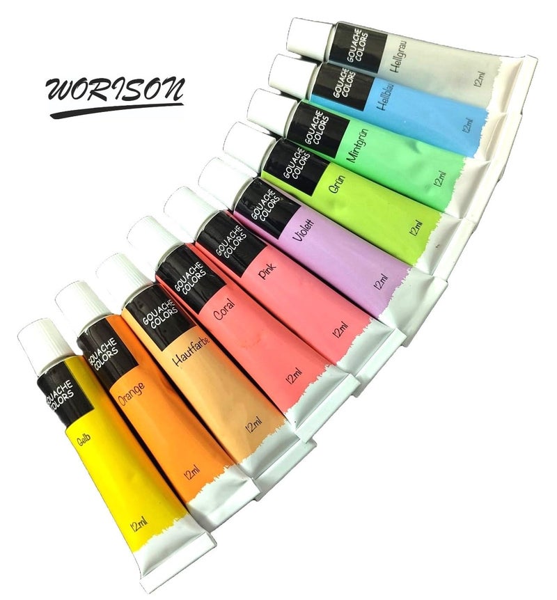 worison Pastel Gouache Colour Set of 10 Colours X 12ML Tubes Multicolor - Image 4