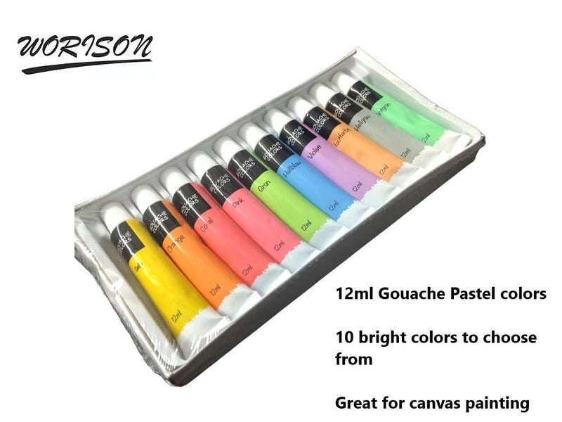 worison Pastel Gouache Colour Set of 10 Colours X 12ML Tubes Multicolor - Image 5