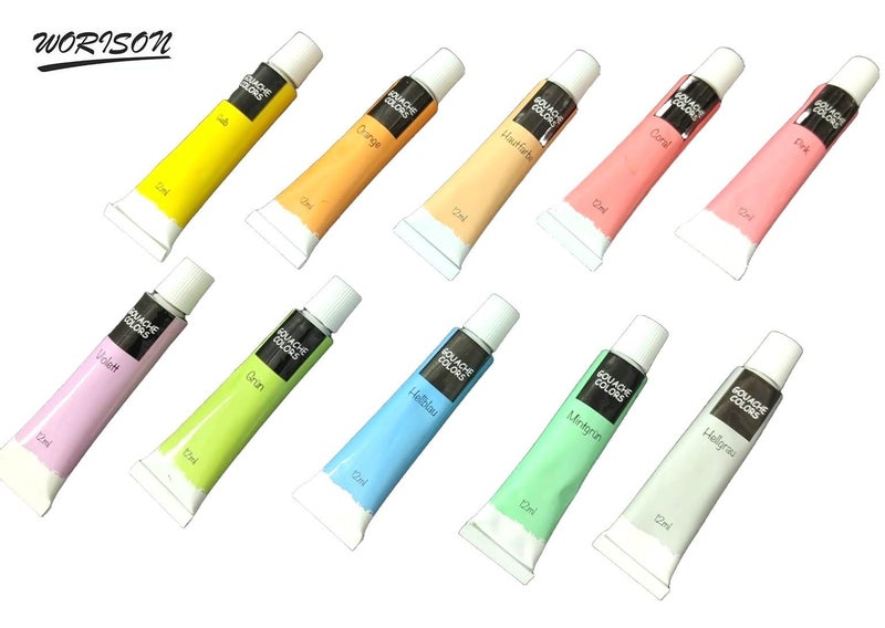 worison Pastel Gouache Colour Set of 10 Colours X 12ML Tubes Multicolor - Image 3