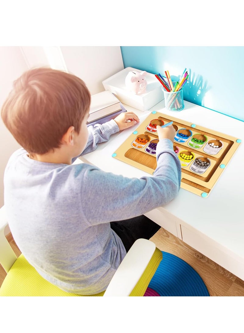 Wooden Magnetic Maze for Toddler, Magnetic Color and Number Maze, Montessori Wooden Color Matching Learning Counting Puzzle Board, Counting Matching Activities Fine Motor Skills Toys for Kids - Image 5