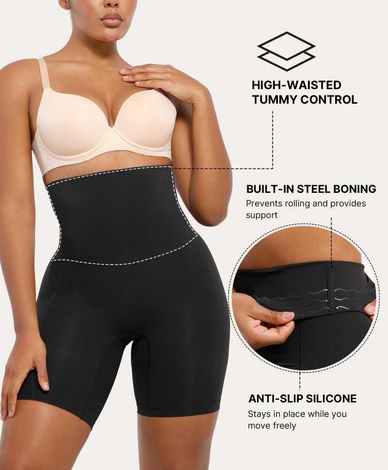 SHAPELLX Fajas Colombianas Moldeadoras Shapewear for Women Tummy Control Butt Lifting Shorts Faja Body Shaper Black XL - Image 3