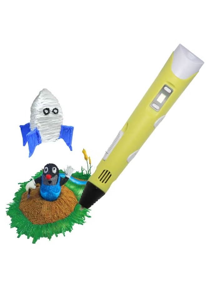 TIGER 3D Printing Pen with ABS Holder and 10m PLA Filament – Yellow – Lightweight & Safe Drawing Pen for Kids and Adults – Creative Tool for 3D Art, DIY Crafts, School Projects, Model Making & Gifting – Easy to Use & Heat-Protected Design - Image 3