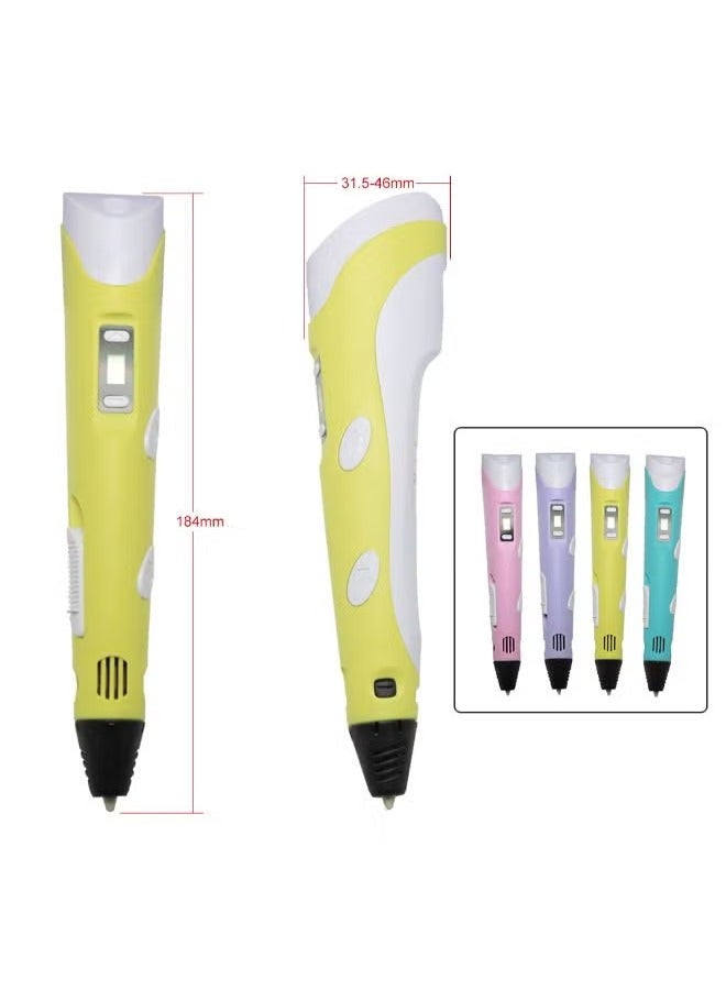 TIGER 3D Printing Pen with ABS Holder and 10m PLA Filament – Yellow – Lightweight & Safe Drawing Pen for Kids and Adults – Creative Tool for 3D Art, DIY Crafts, School Projects, Model Making & Gifting – Easy to Use & Heat-Protected Design - Image 2