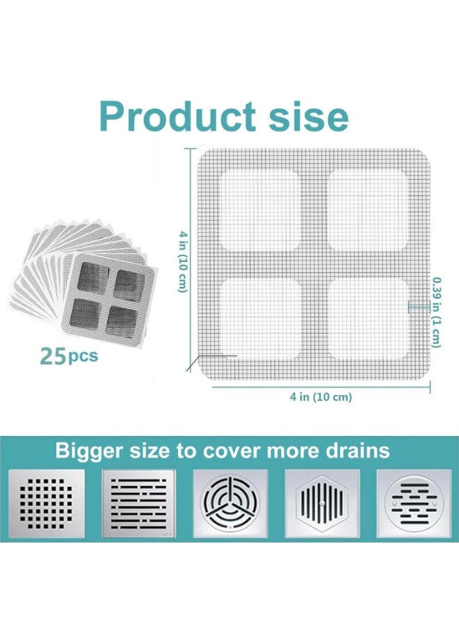 BenQuand Shower Drain Hair Catcher 25 Pcs Mesh Stickers for Bathroom Kitchen Laundry Sink Drain Use - Image 5
