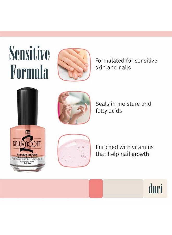 duri Rejuvacote 2 Nail Growth System Sensitive Formula Nail Hardener And Strengthener For Brittle Breaking Splitting Nail Repair 0.45 Fl Oz (Pack Of 2) - Image 3