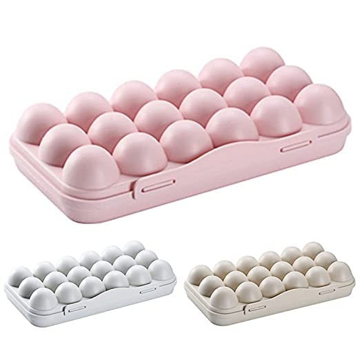CLOUDTAB 18 Grids Egg Tray Holder Shockproof Storage Box Refrigerator Crisper Container Home Storage Box Egg Kitchen Organization Case for Home Refrigerator Kitchen Pack 2 Multicolor - Image 1