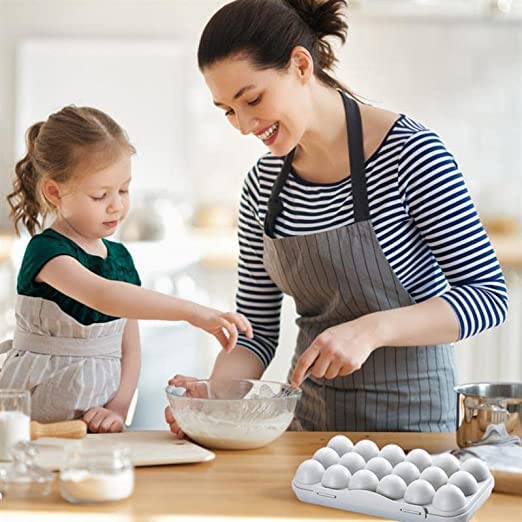 CLOUDTAB 18 Grids Egg Tray Holder Shockproof Storage Box Refrigerator Crisper Container Home Storage Box Egg Kitchen Organization Case for Home Refrigerator Kitchen Pack 2 Multicolor - Image 4