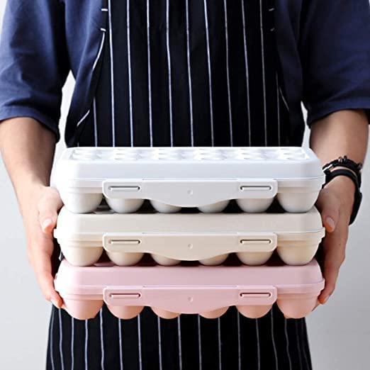 CLOUDTAB 18 Grids Egg Tray Holder Shockproof Storage Box Refrigerator Crisper Container Home Storage Box Egg Kitchen Organization Case for Home Refrigerator Kitchen Pack 2 Multicolor - Image 5