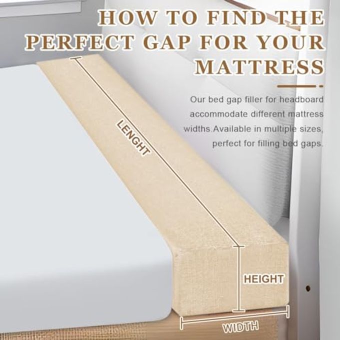 NANGELRN Bed Gap Filler,High-Density Bed Crack Filler With Removable Cover,Mattress Extender For Headboard Gap,Spacer Filler Between Mattress And Wall,Bed Wedge Gap Filler,Full Size,Beige,39"X4"X6" - Image 5