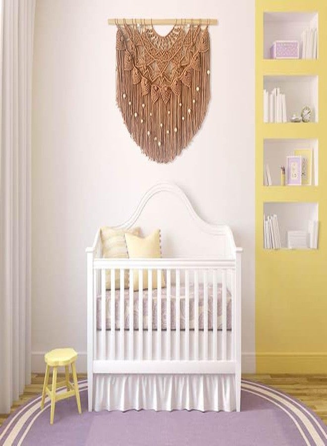 Youngeast Large Macrame Wall Hanging Boho Beaded Curtain for Window Macrame Bedroom Headboard Living Room Wall Art Tassel Tapestry Bohemian Woven Wall Decor 31" W X 25" H (Khaki) - Image 5