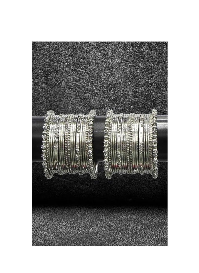 YouBella YouBella Jewellery for Women Traditional Silver Plated Oxidized Bracelet Bangle Set For Women  - Image 2