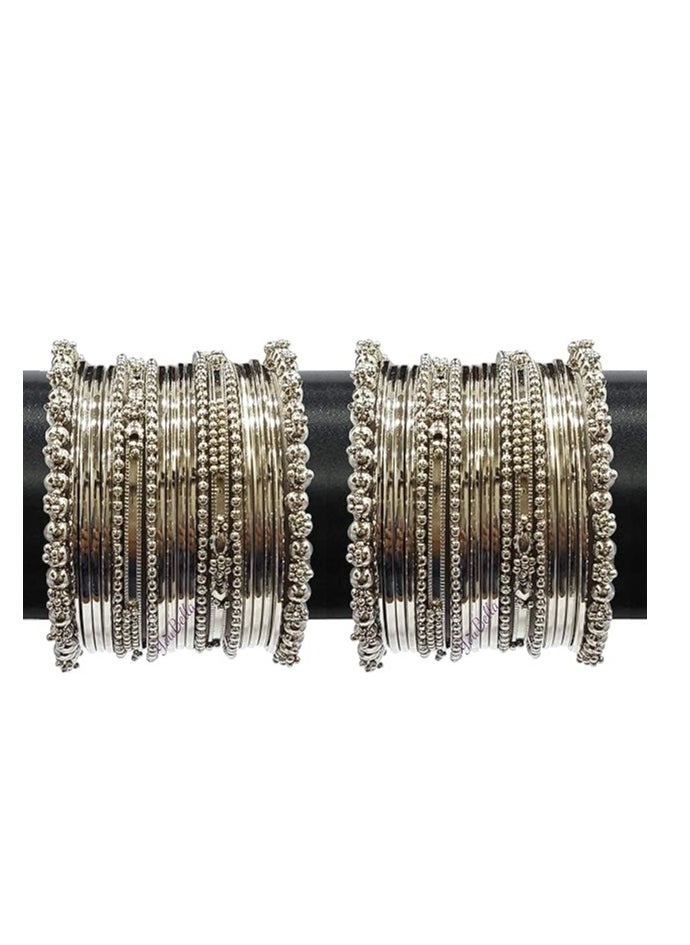 YouBella YouBella Jewellery for Women Traditional Silver Plated Oxidized Bracelet Bangle Set For Women  - Image 1