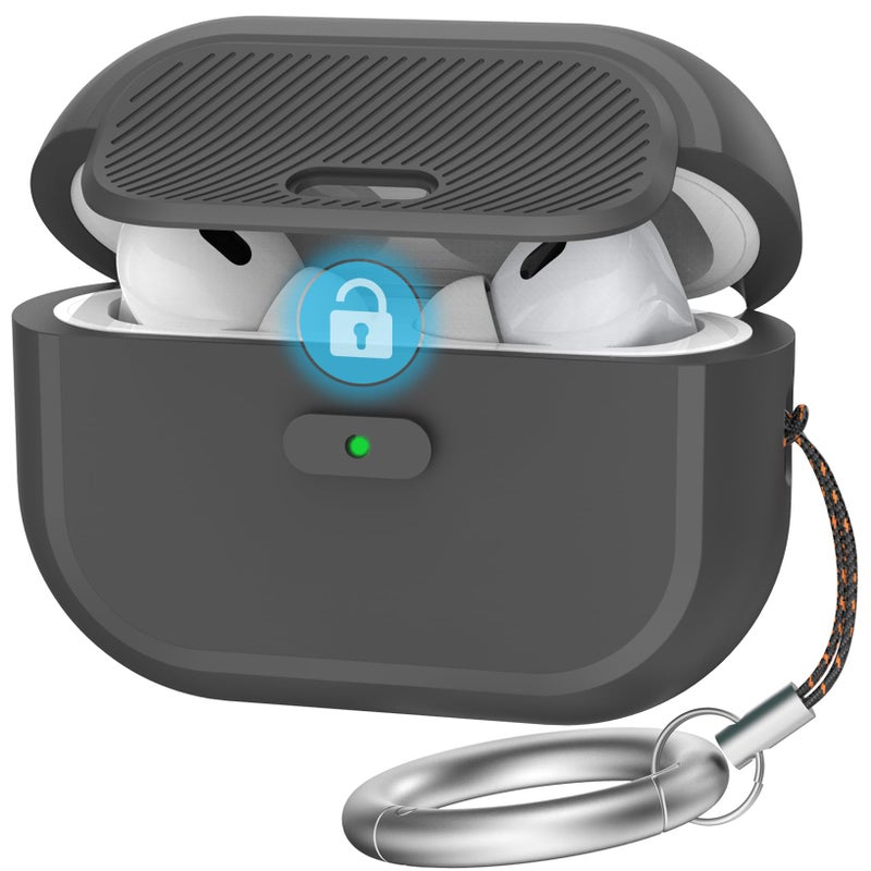 TRONWIN AirPods Pro 2 Case - [with Lock] One Piece Design AirPods Pro Case (2nd/1st gen), Soft Silicone Full Protective Cover with Easy Open/Close Lock for Women/Men (Black) - Image 1
