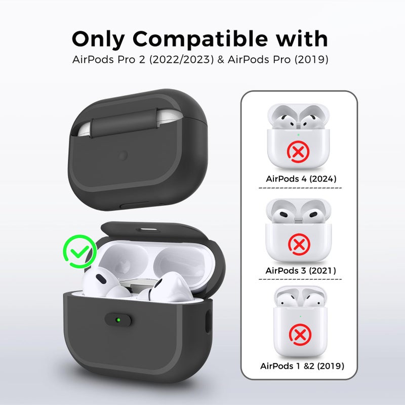 TRONWIN AirPods Pro 2 Case - [with Lock] One Piece Design AirPods Pro Case (2nd/1st gen), Soft Silicone Full Protective Cover with Easy Open/Close Lock for Women/Men (Black) - Image 2