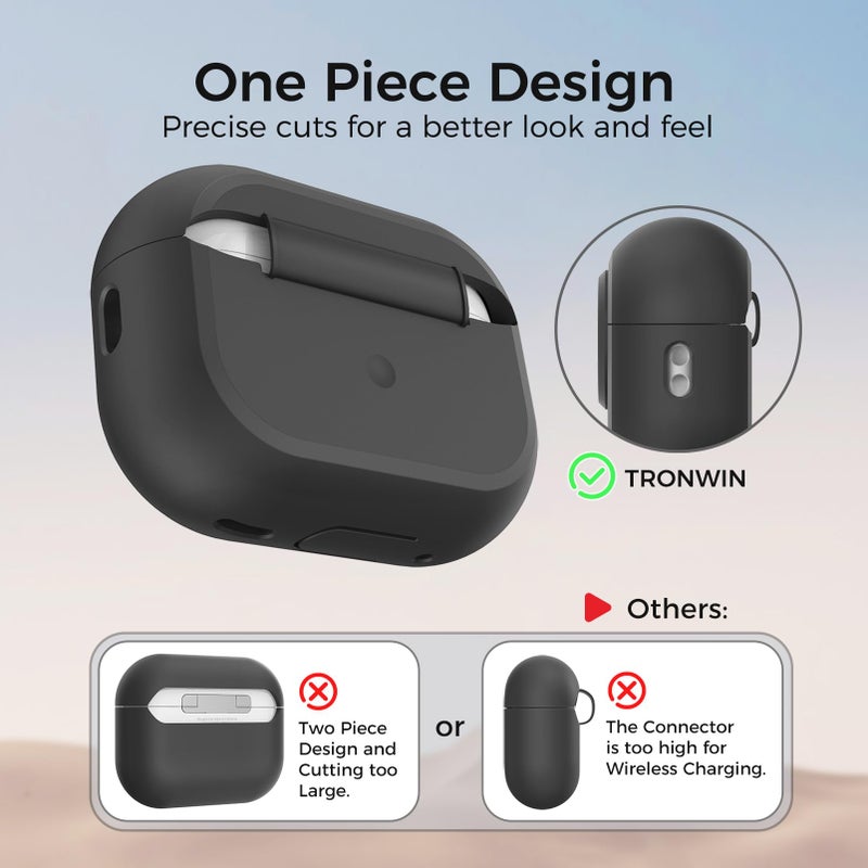 TRONWIN AirPods Pro 2 Case - [with Lock] One Piece Design AirPods Pro Case (2nd/1st gen), Soft Silicone Full Protective Cover with Easy Open/Close Lock for Women/Men (Black) - Image 5