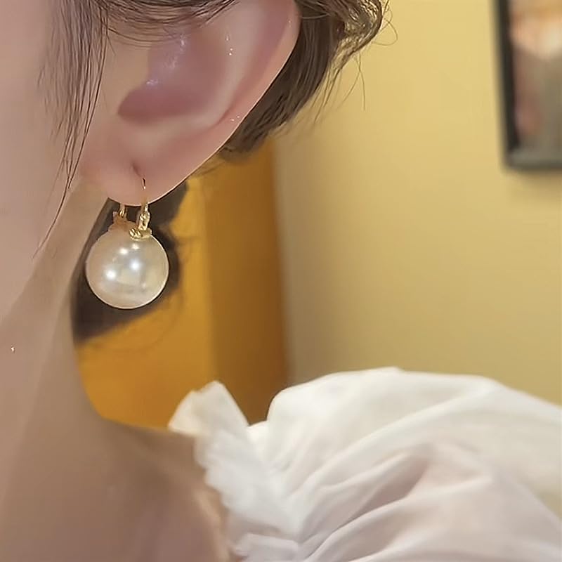 MEENAZ Hoop Earrings For Women & Girls Stylish | Western Korean Earrings Bali Swan| Pearl Earrings Set for Women Moti Accessories Aesthetic | Fashion American Diamond AD CZ Gold earinging - Image 3