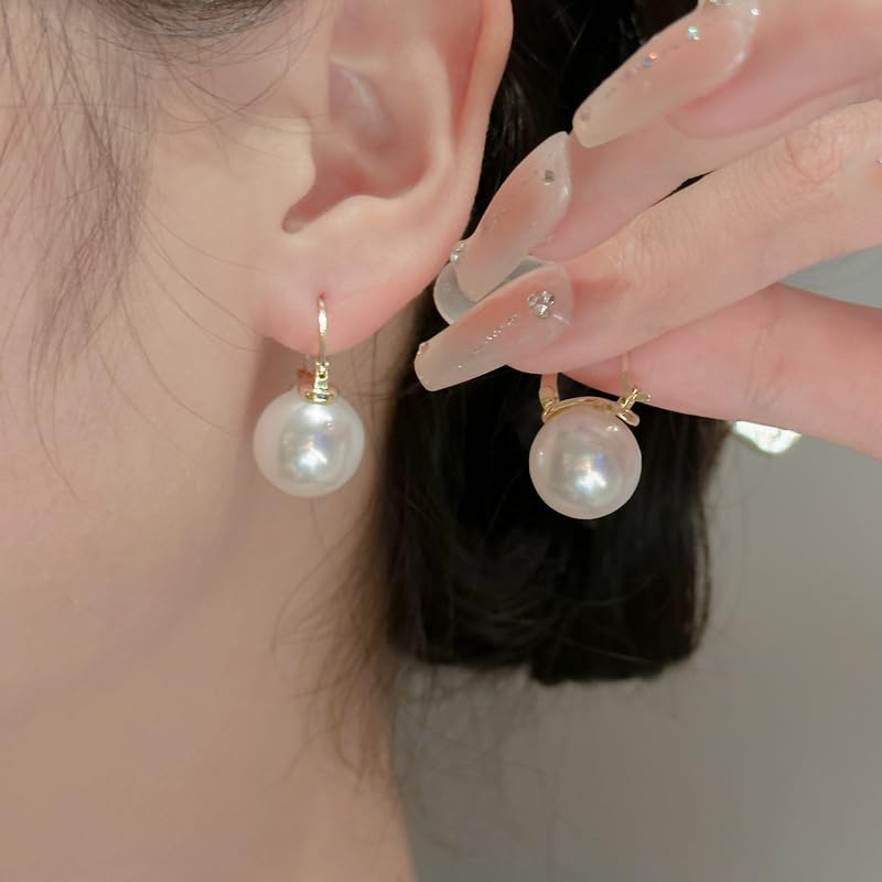 MEENAZ Hoop Earrings For Women & Girls Stylish | Western Korean Earrings Bali Swan| Pearl Earrings Set for Women Moti Accessories Aesthetic | Fashion American Diamond AD CZ Gold earinging - Image 2