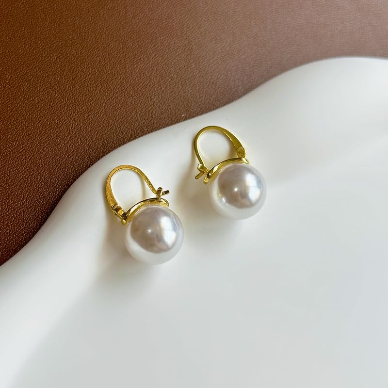 MEENAZ Hoop Earrings For Women & Girls Stylish | Western Korean Earrings Bali Swan| Pearl Earrings Set for Women Moti Accessories Aesthetic | Fashion American Diamond AD CZ Gold earinging - Image 5