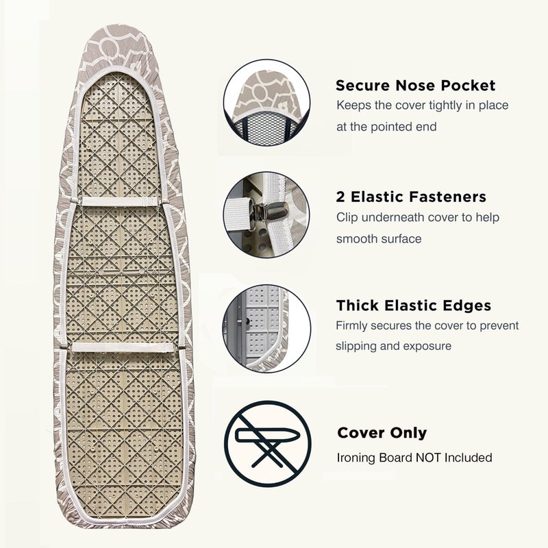 UniSimp Ironing Board Cover and Pad 15"x54" Extra Thick Natural Cotton, Scorch and Stain Resistant Padding, Standard Size Iron Board Cover with Fasteners Heavy Duty Elastic Edge, Heatproof Geometric - Image 4