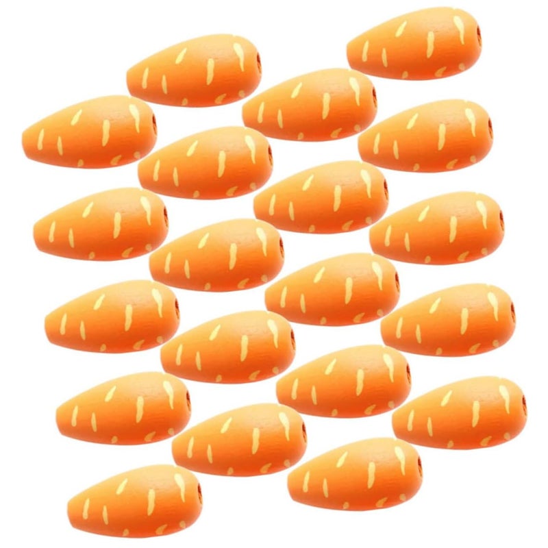 50Pcs Natural Wood Carrot Beads For DIY Crafts Garland Keychain Jewelry Making - Image 2