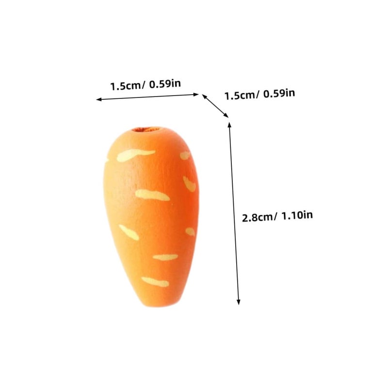 50Pcs Natural Wood Carrot Beads For DIY Crafts Garland Keychain Jewelry Making - Image 3