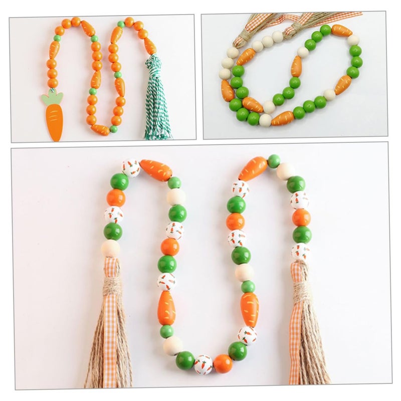 50Pcs Natural Wood Carrot Beads For DIY Crafts Garland Keychain Jewelry Making - Image 5