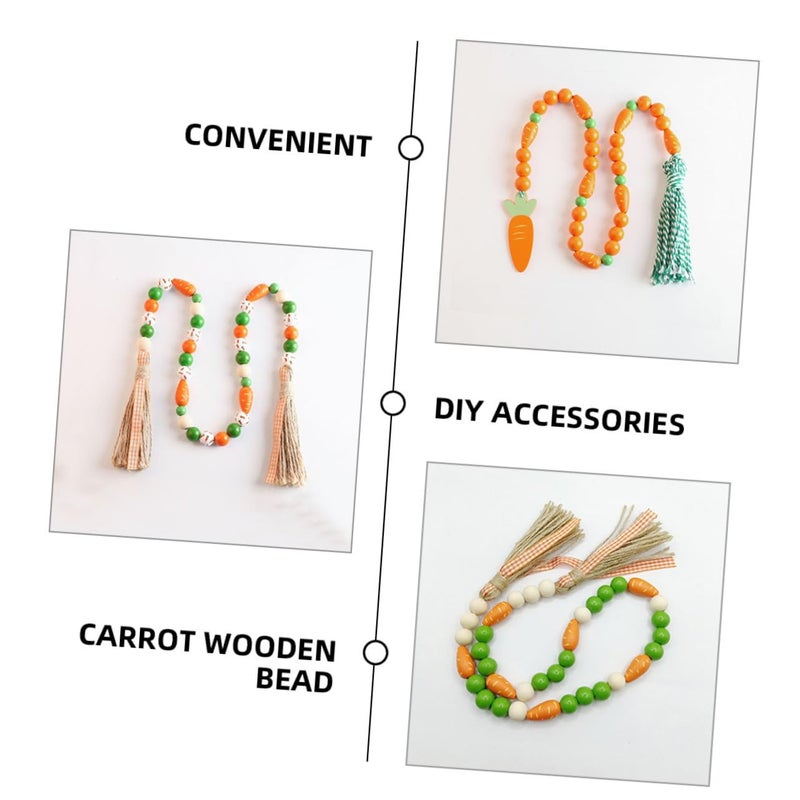 50Pcs Natural Wood Carrot Beads For DIY Crafts Garland Keychain Jewelry Making - Image 4