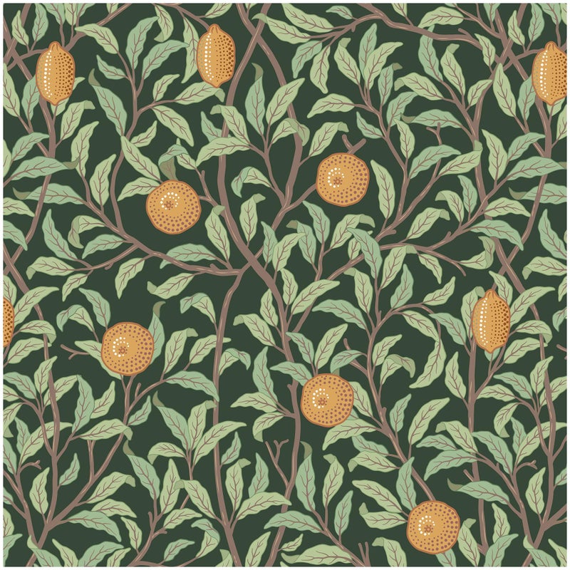 Lemon Wallpaper Leaf Peel and Stick Wallpaper Green and Dark 173X788 Self Adhesive Wall Paper Removable Decorative Wallpapers Boho Contact Paper for Bedroom Bathroom Cabinets Decor Vinyl Roll