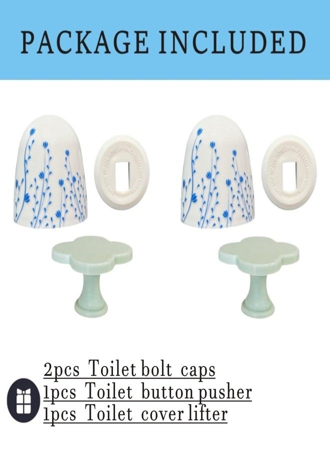 Beaspecal 2Pcs Toilet Bolt Covers with Elegant Colorful Printing,Nature Flower Plant Toilet Bowl Bolts Covers for Bathroom Decoration 2Pcs Toilet Replacement -4Pcs/Pack - Image 5
