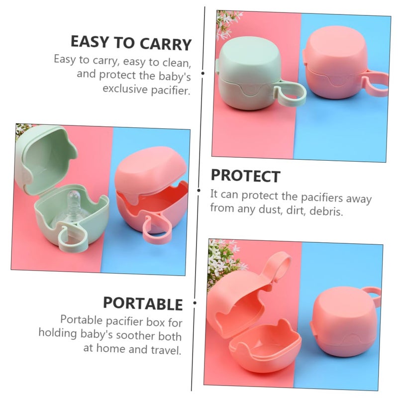 4Pcs Portable Pacifier Storage Box Food Grade Pp Material Teether Holder Dustproof Container Random Colors - Image 4
