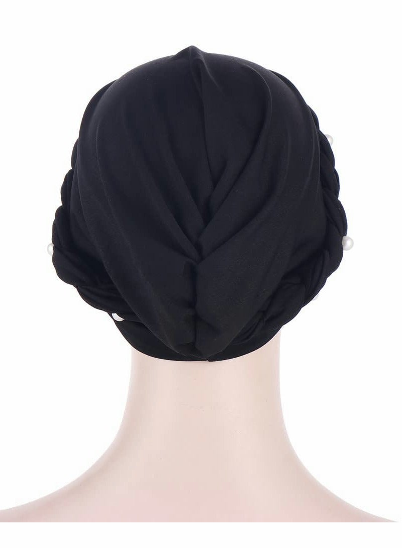 KASTWAVE Women's Bandana Beaded Braided Bandana Hat Head Scarf Cancer Bandana for Women Cancer Chemotherapy Beanie Hat Headwear 2Pcs - Image 4