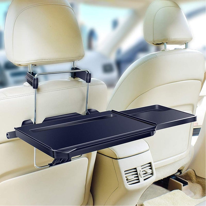 Xergur 2 in 1 Car Steering Wheel Tray/Back Seat Headrest Tray for Eating Food Drink and Writing Laptop Work, Black Car Desk - Image 2
