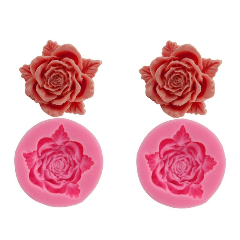 Skytail 2pc Small Rose Leaves Moulds Candle Rose Mold for DIY Scented Candle Wax Waxmelts Aromatherapy Epoxy Resin Crafts Home Decor Gifts Handmade Soap Bath Bombs Clay Chocolate Fondant Cake Molds - Image 1