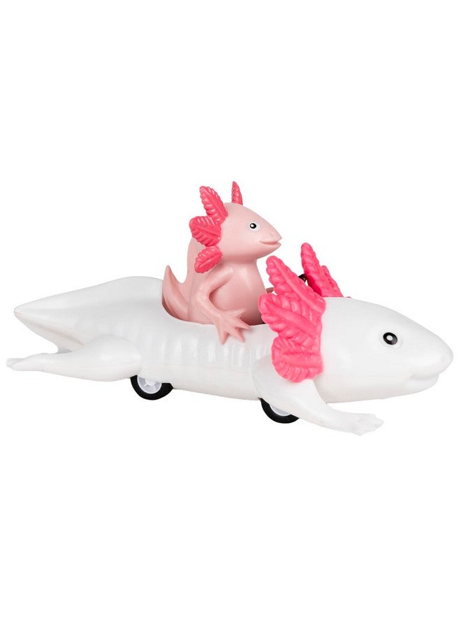 Accoutrements Archie McPhee Hilarious and Funny Cute Little Pink Axolotl in Joyride Pull Back Car - 5-3/4"", Small - Image 1