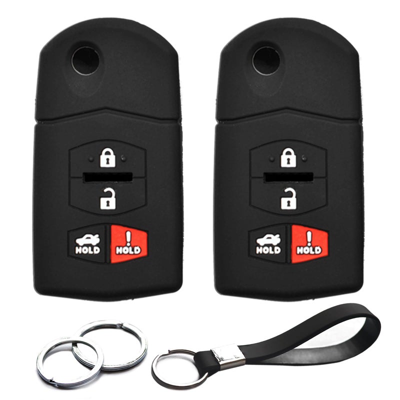 INFIPAR 2pcs Compatible with Mazda 3 5 6 CX-7 CX-9 MX-5 Miata RX-8 Key Fob Cover Case Key Chain Protector Shell Holder