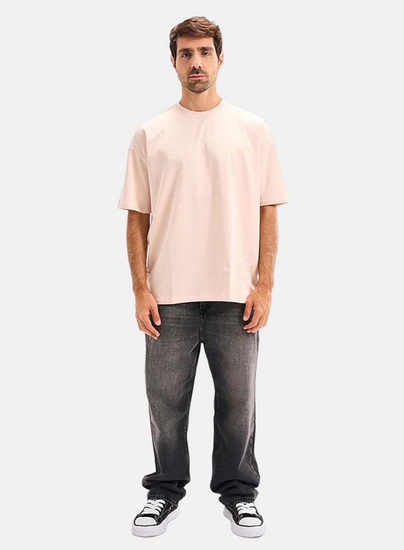 Beige Basic Oversized T-shirt
