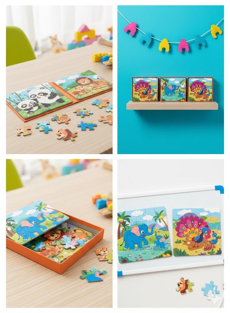 ديو تويز مجموعة ألغاز مغامرات سفاري مغناطيسية 4 في 1 (73 قطعة) | مجموعة ألغاز تركيب الصور المتدرجة - Image 2