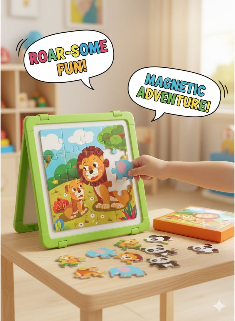 ديو تويز مجموعة ألغاز مغامرات سفاري مغناطيسية 4 في 1 (73 قطعة) | مجموعة ألغاز تركيب الصور المتدرجة - Image 3