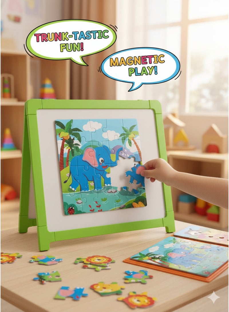 ديو تويز مجموعة ألغاز مغامرات سفاري مغناطيسية 4 في 1 (73 قطعة) | مجموعة ألغاز تركيب الصور المتدرجة - Image 4