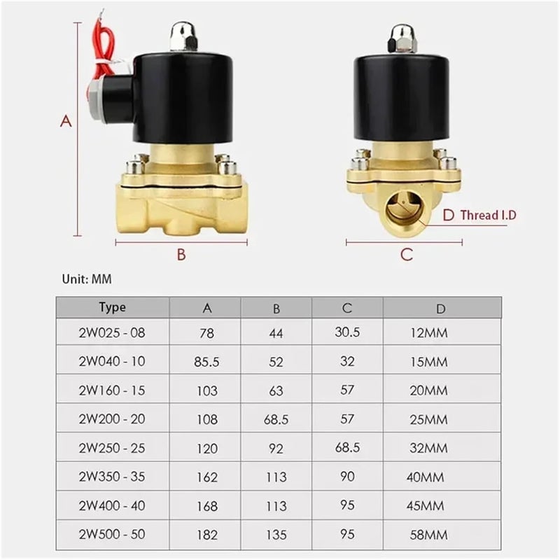 صمام كهرومغناطيسي 1/4" 3/8" 1/2" 3/4" 1" DN8/10/15/20/25/50، مغلق بشكل طبيعي، للاستخدام مع الهواء، جهود 12V 24V 220V 110V (DN50) - Image 2