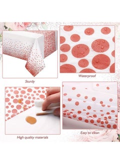 Breling 2 Pcs Pink Rose Gold Birthday Party Supplies Happy Birthday Backdrop Floral Banner Rose Gold Plastic Tablecloth Table Cover For Photoshoot For Girls Women  - Image 5