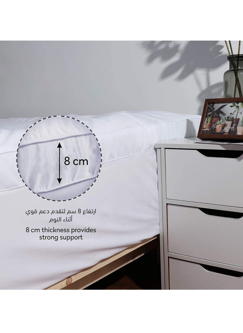 Donetella - Cotton Hotel Mattress Topper-1000GSM King Size 200x200+8 Cm  Supersoft Fabric With Anchor Band, White - Image 1